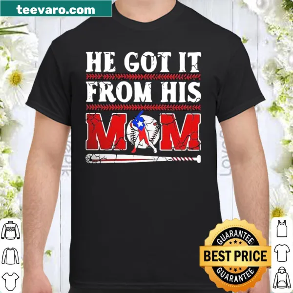 Graphic tee showcasing fun text about a son resembling his mom
