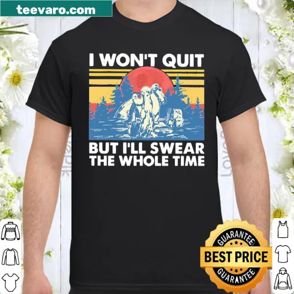 Funny hiking shirt with humorous message about swearing on the trail