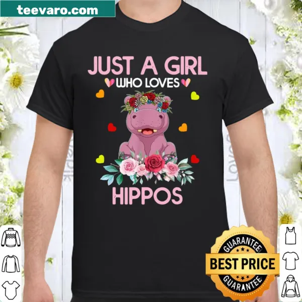 Cute shirt with 'Just A Girl Who Loves Hippos' text and graphic