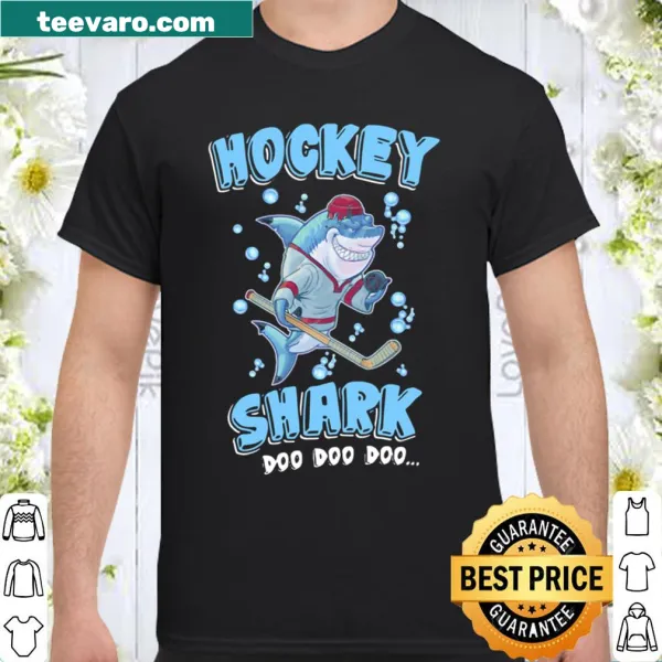 Humorous hockey fan shirt featuring 'Shark Doo Doo Doo' text