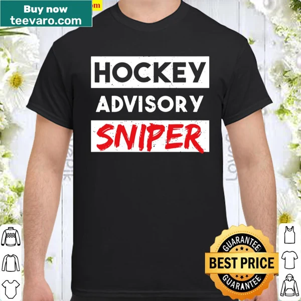 Hockey shirt with a sniper graphic and 'Hockey Advisory Sniper' text