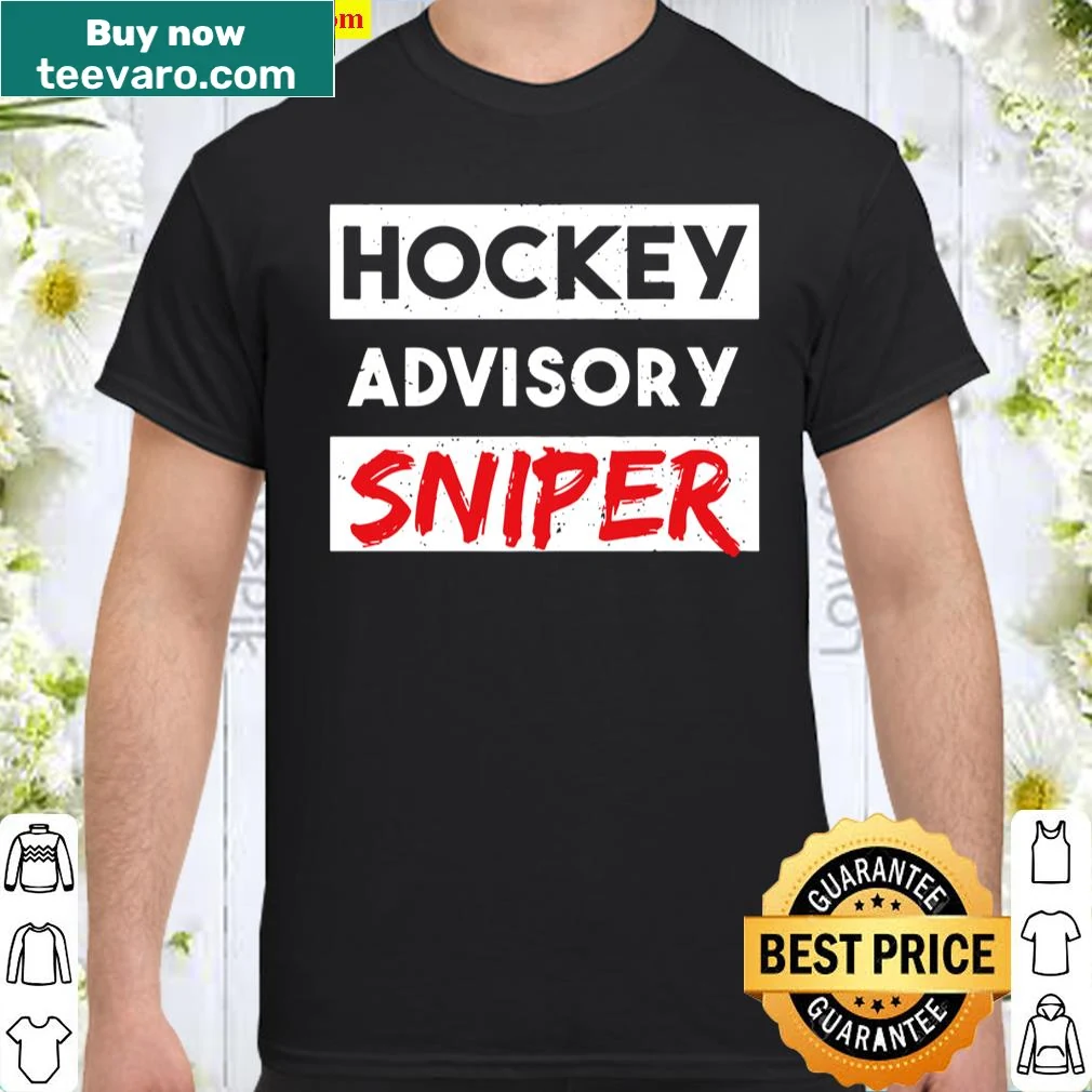 Hockey shirt with a sniper graphic and 'Hockey Advisory Sniper' text