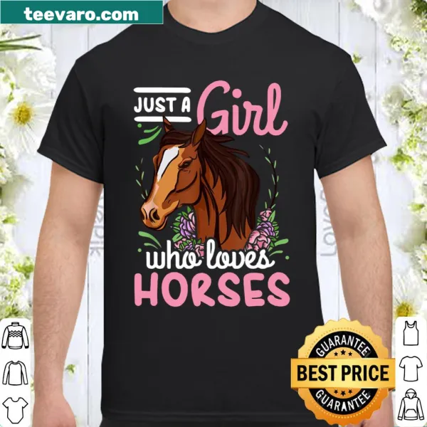 Illustration of a girl riding a horse on a women's shirt