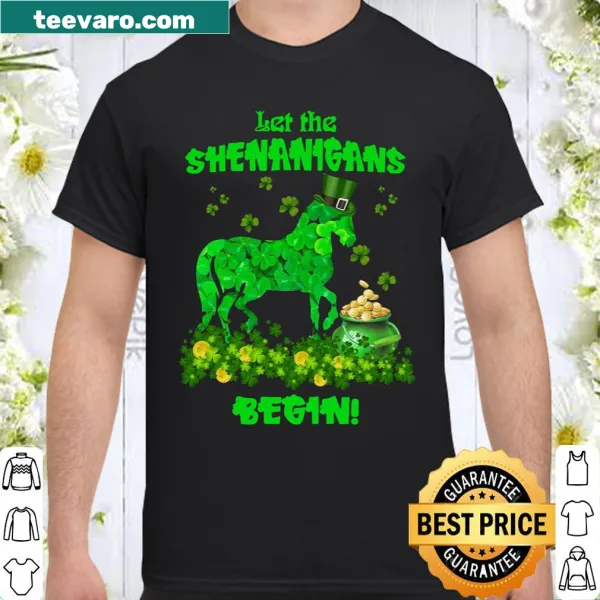 Whimsical St. Patrick's Day shirt with a horse and shamrock design