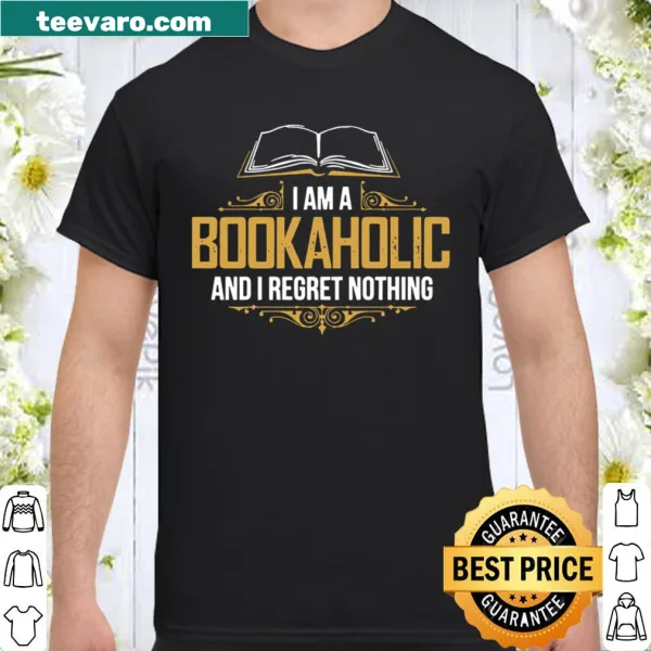 Shirt expressing love for reading with 'Bookaholic' text