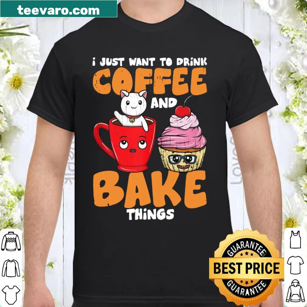 Cute shirt for bakers featuring coffee and baking slogan.