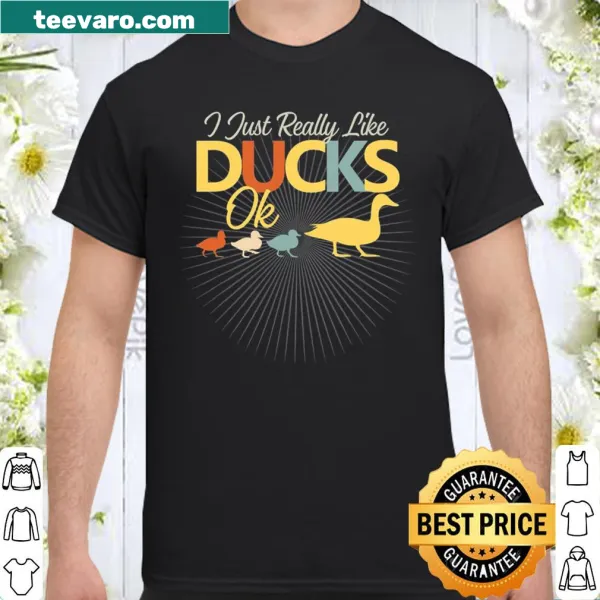 Shirt with playful text 'I Like Ducks' and duck-themed graphics