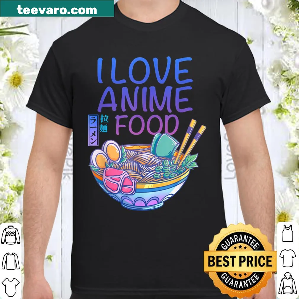 Kawaii shirt featuring ramen noodles and anime graphics