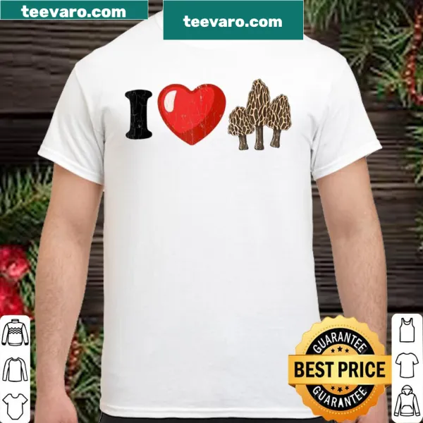 Playful shirt with the phrase 'I Love Mushrooms Morels'