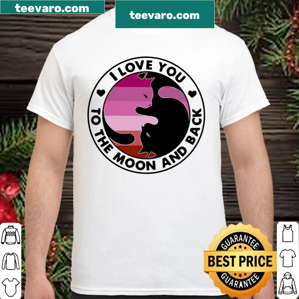 Vintage cat-themed shirt with the phrase 'I Love You To The Moon And Back'.