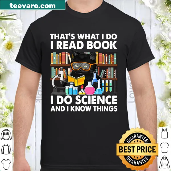 Bold typography shirt celebrating reading, science, and knowledge