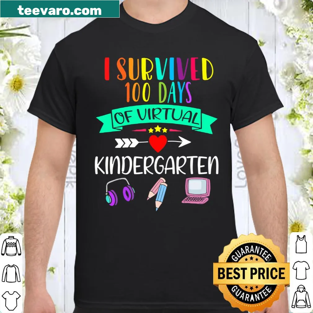 Playful typography shirt celebrating 100 days of virtual kindergarten teaching