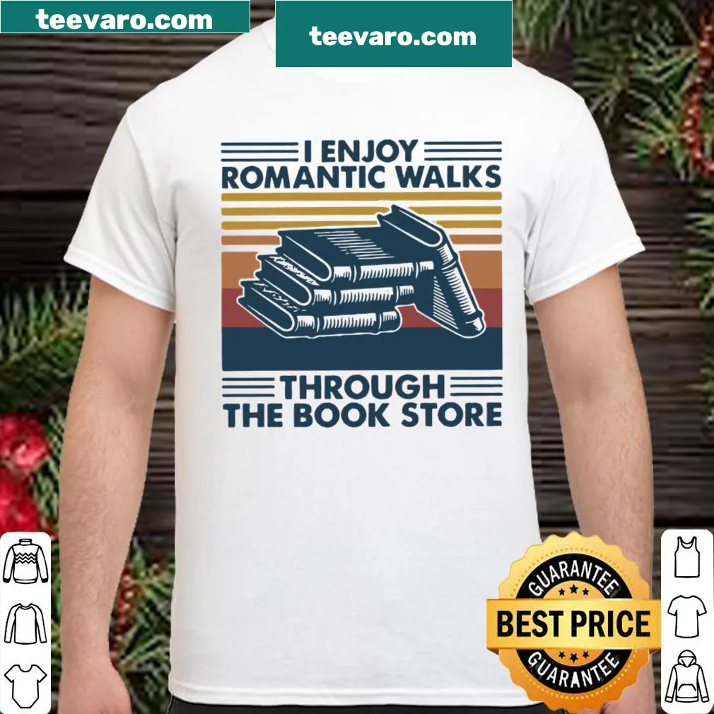 Vintage-style shirt with a bookstore theme and romantic phrase