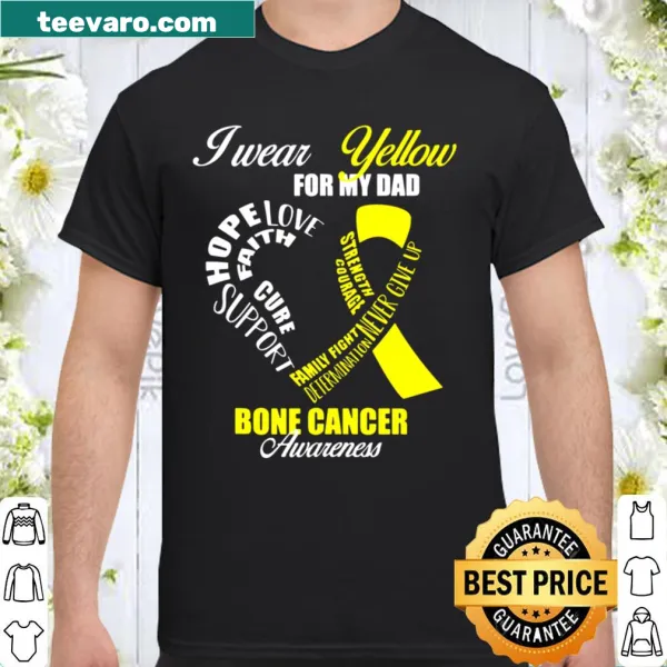 Yellow bone cancer awareness t-shirt with text for dad