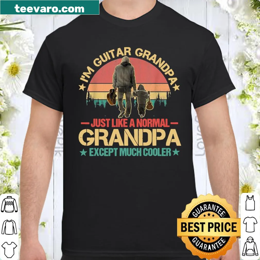 Guitar-themed shirt celebrating grandfathers who play guitar.