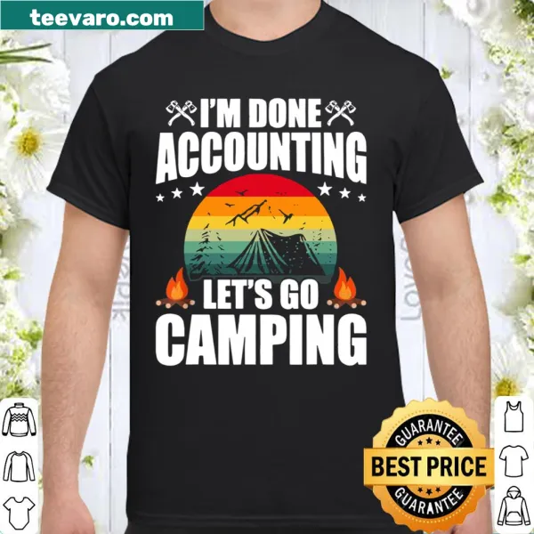 Humorous camping shirt for accountants with vintage design