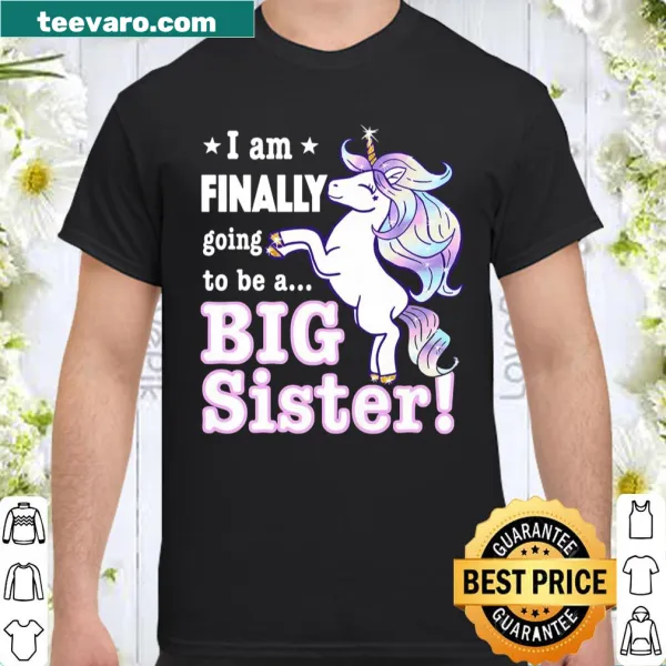 Big sister announcement shirt with unicorn design