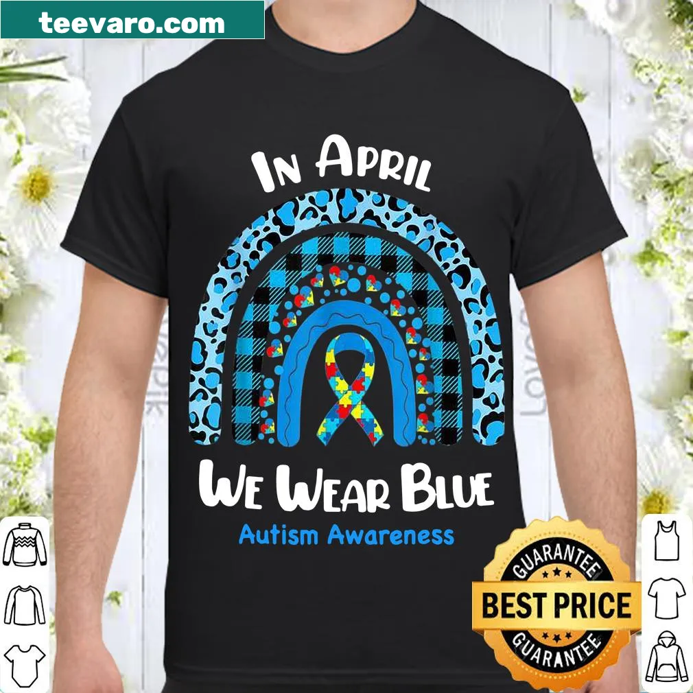 Autism awareness shirt with rainbow puzzle design and supportive text