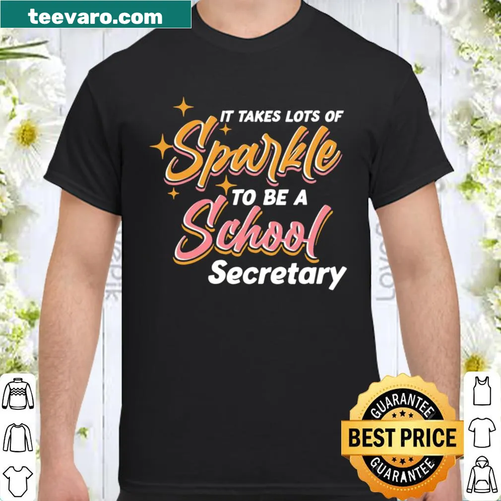 Whimsical shirt celebrating school secretaries with sparkly text