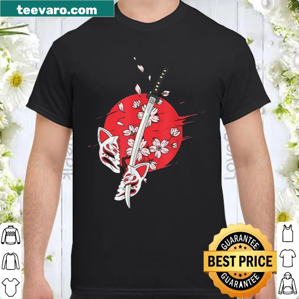 Illustration of a katana representing samurai culture on a t-shirt.