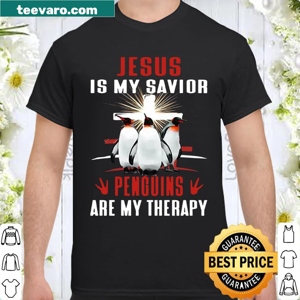 Faith-themed shirt featuring penguins and scripture text