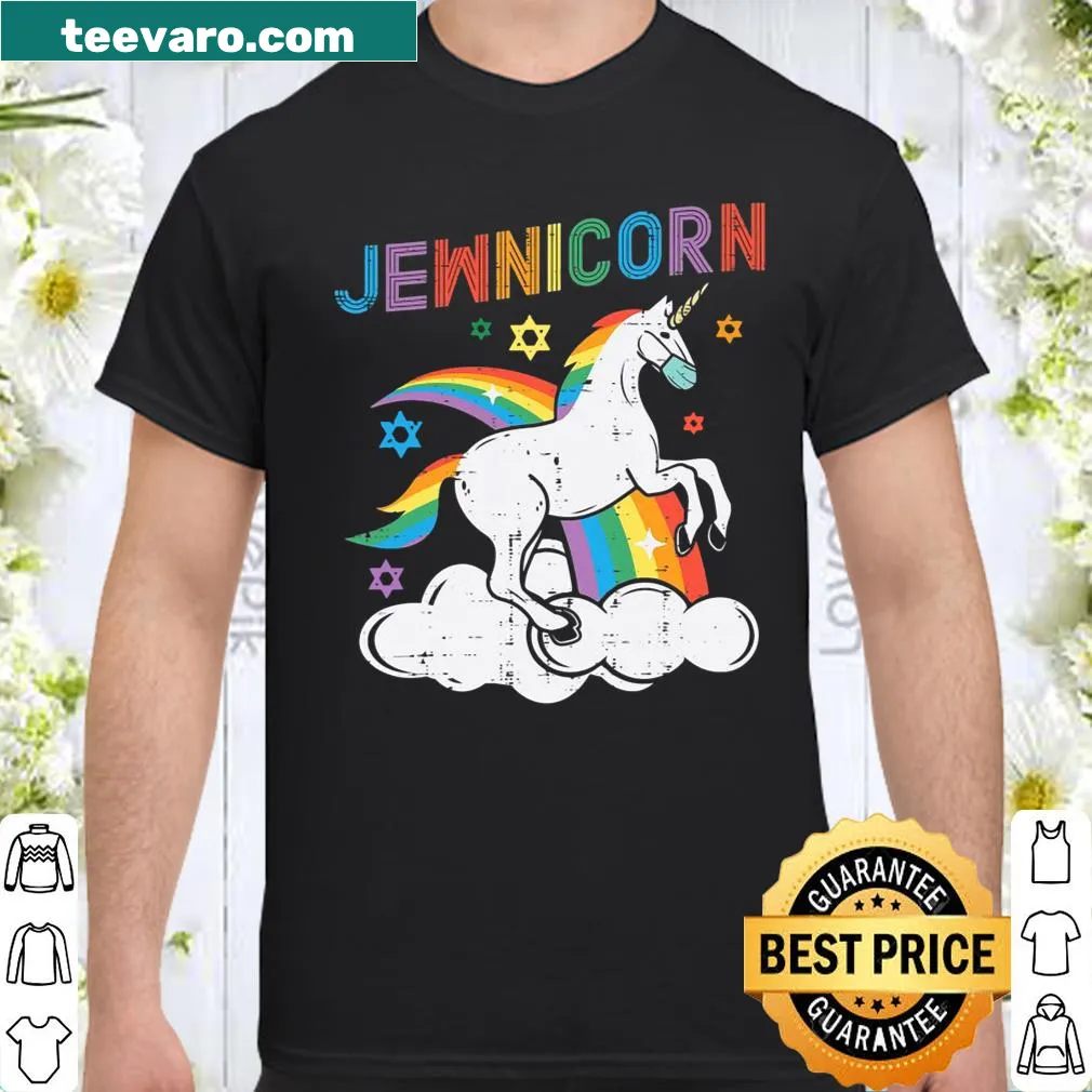 Whimsical unicorn wearing a Jewish mask for Chanukah celebrations.