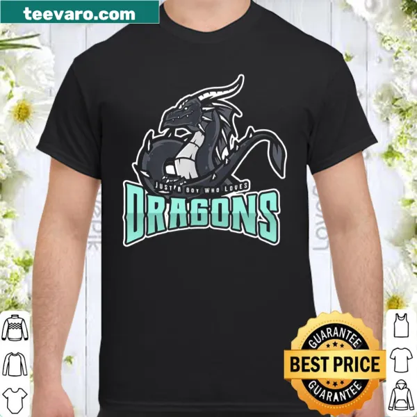 Playful shirt for kids featuring a boy and a dragon illustration