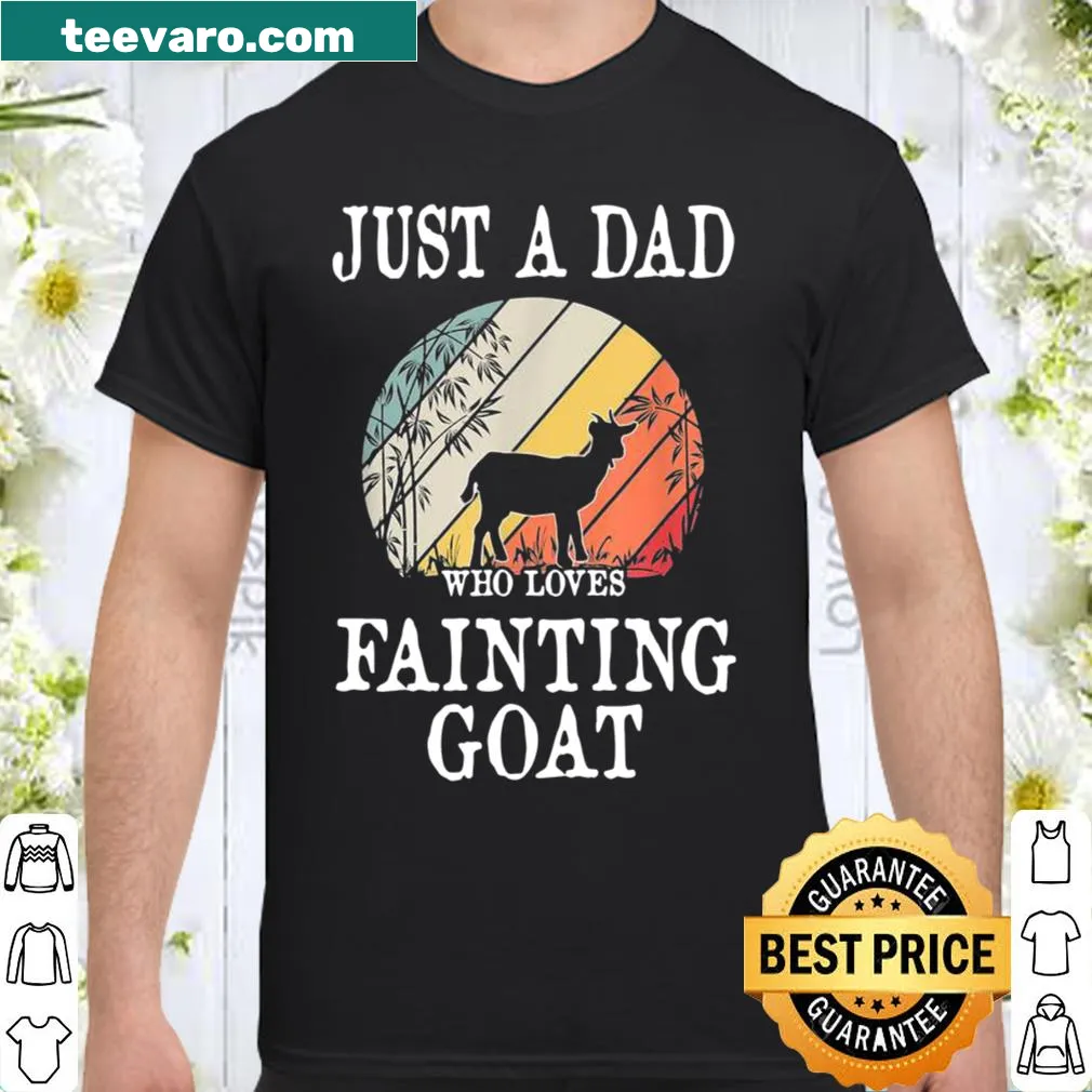Fun shirt for dads loving fainting goats with a catchy slogan.