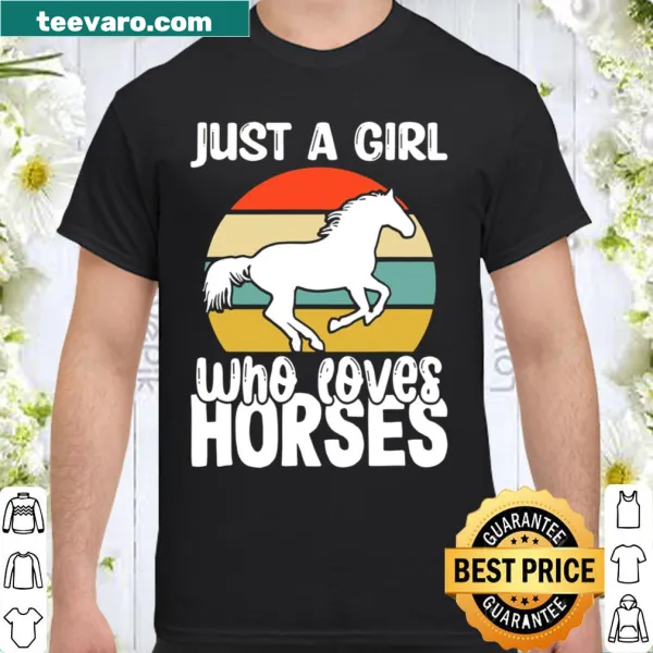 Vintage-style shirt expressing a girl's love for horses with whimsical design
