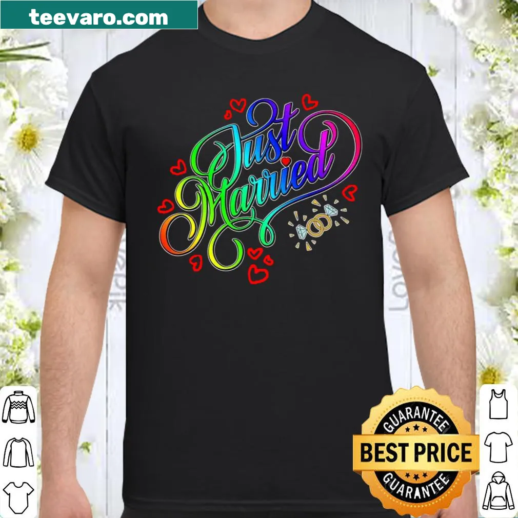 Celebrate marriage with this LGBTQ+ themed 'Just Married' shirt