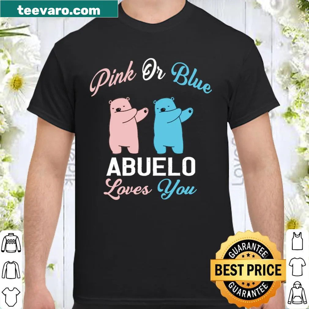 Illustrated shirt for grandparents with baby gender announcement theme
