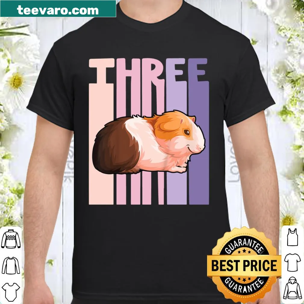 Cute 3rd birthday shirt with a guinea pig graphic