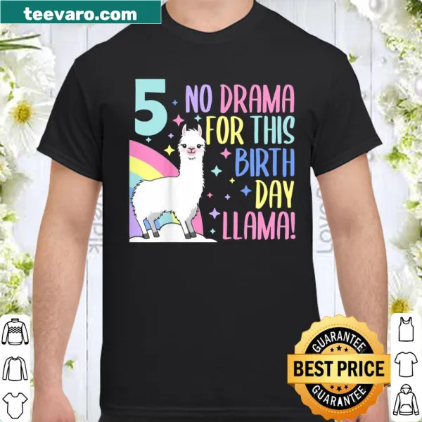 Kids birthday shirt featuring a fun llama graphic and 'No Drama' text