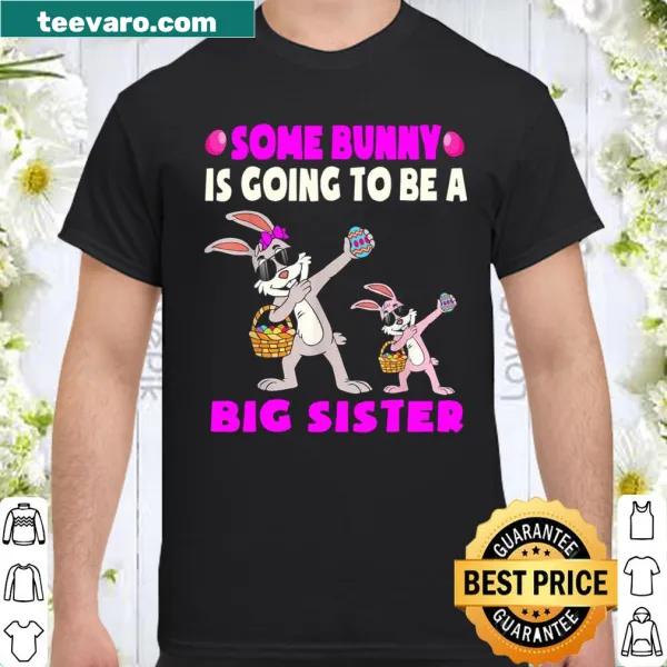 Cute Easter shirt with bunny illustration and text about being a sister