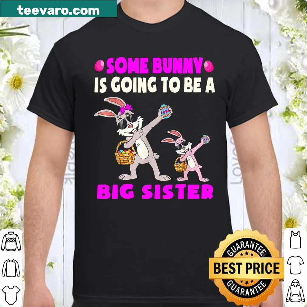 Cute Easter shirt with bunny illustration and text about being a sister