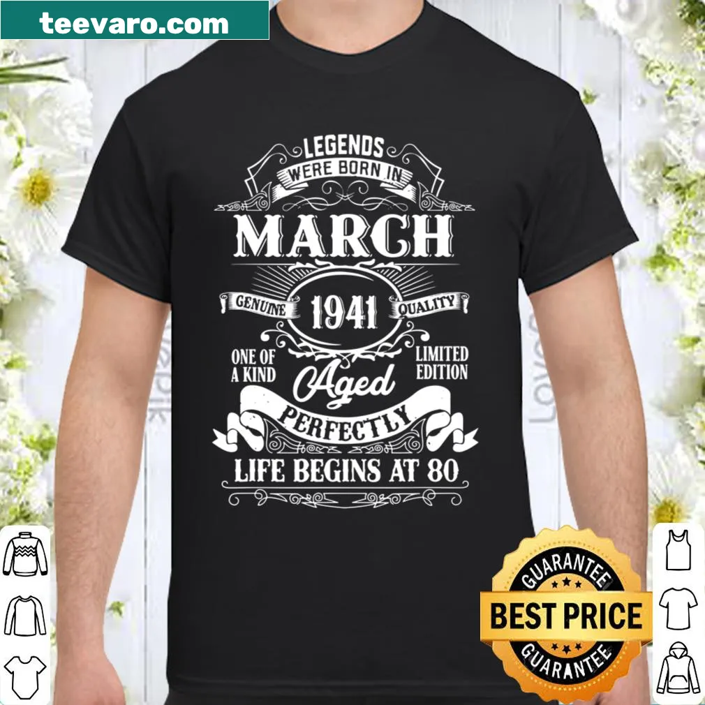 March 1941 80th birthday shirt with bold text