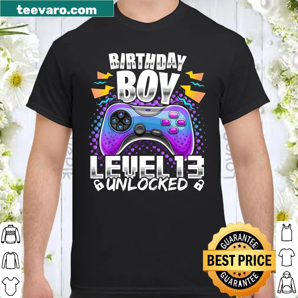 Fun shirt for gamer boys celebrating 13th birthday with video game theme