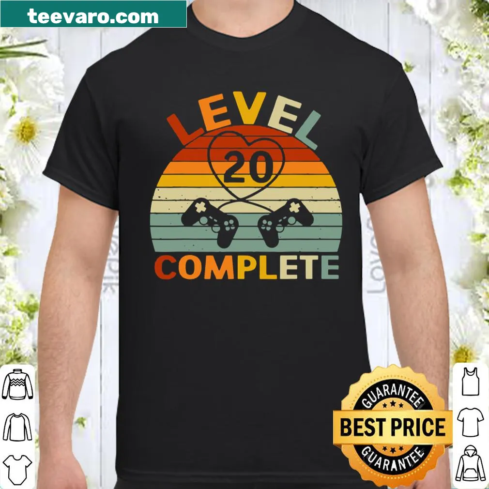 Couples anniversary shirt with 'Level 20 Complete' text and gaming theme