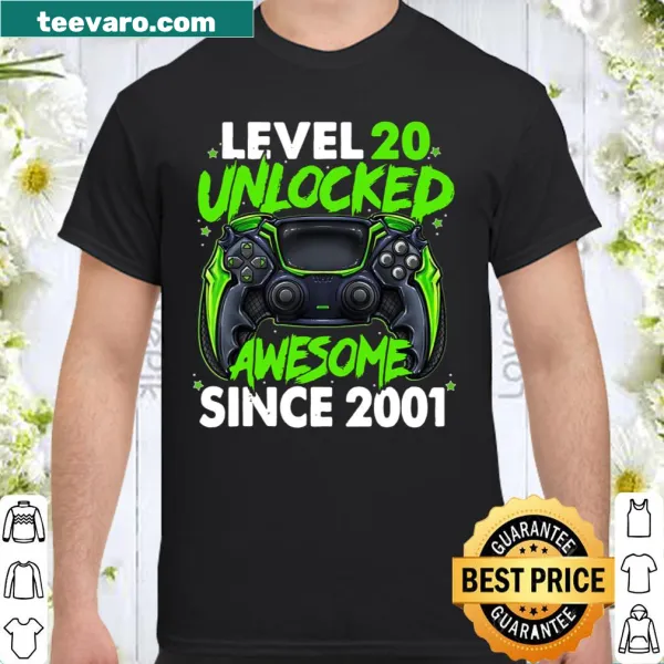 Level 20 Unlocked gaming birthday shirt design