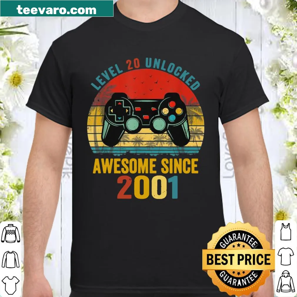 Birthday shirt featuring 'Level 20 Unlocked' for gamers turning 20