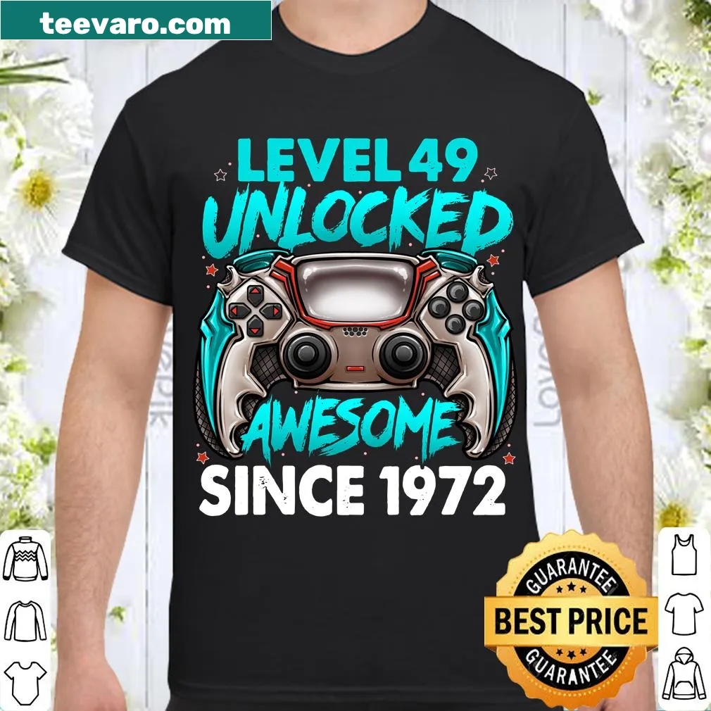 Level 49 Unlocked birthday shirt with gaming theme