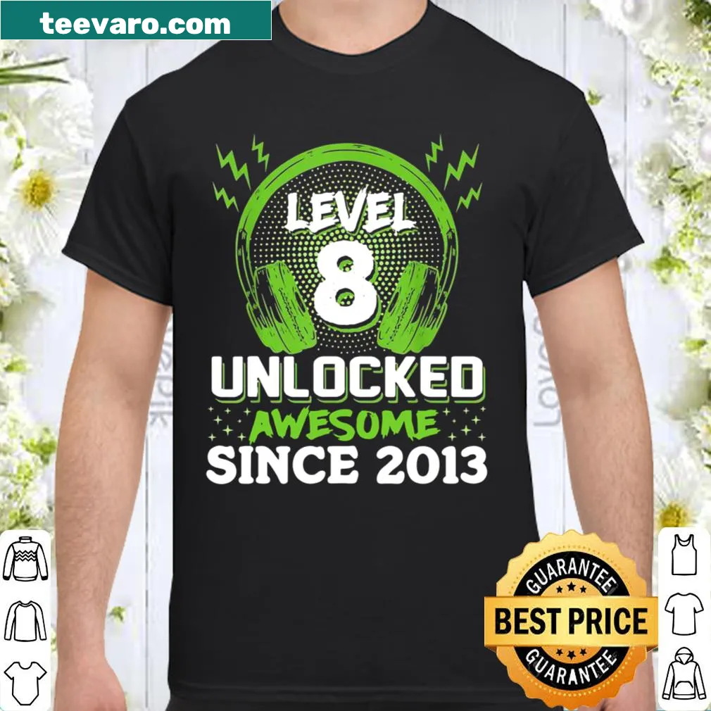 Graphic T-shirt for kids with 'Level 8 Unlocked'