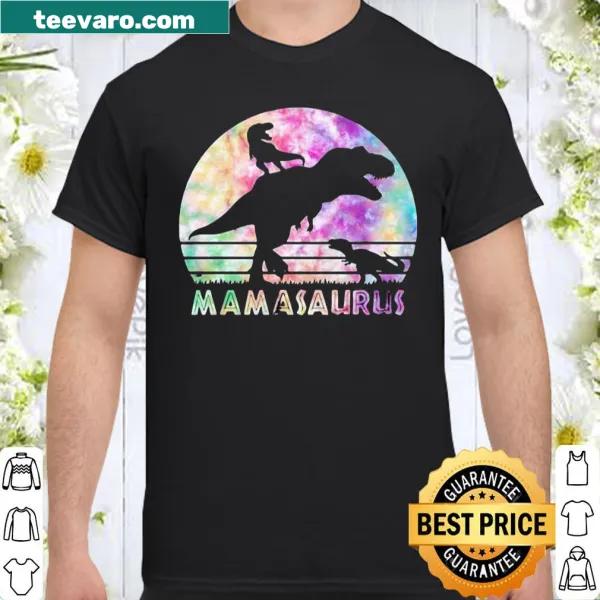 Funny Mamasaurus shirt with a cartoon dinosaur and family theme