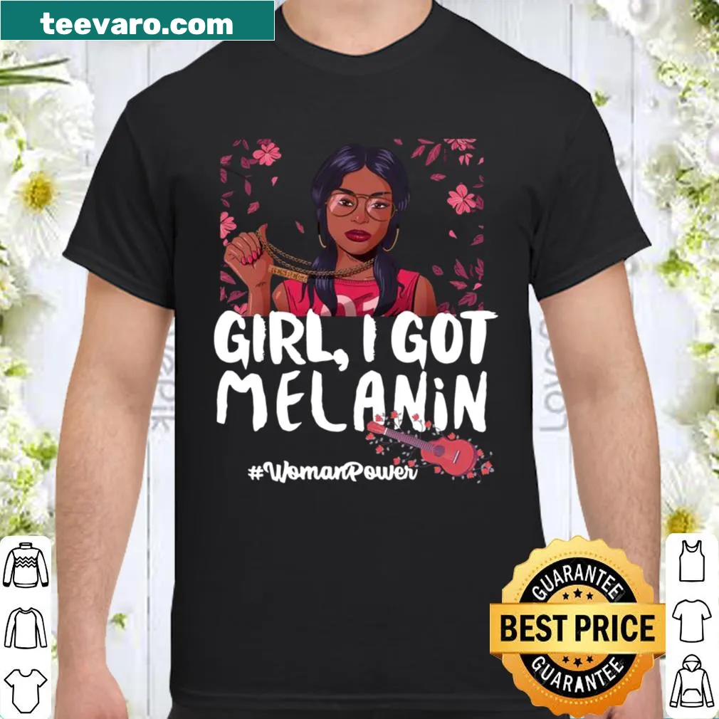 Empowerment shirt featuring 'Melanin Girl' text and guitar illustrations