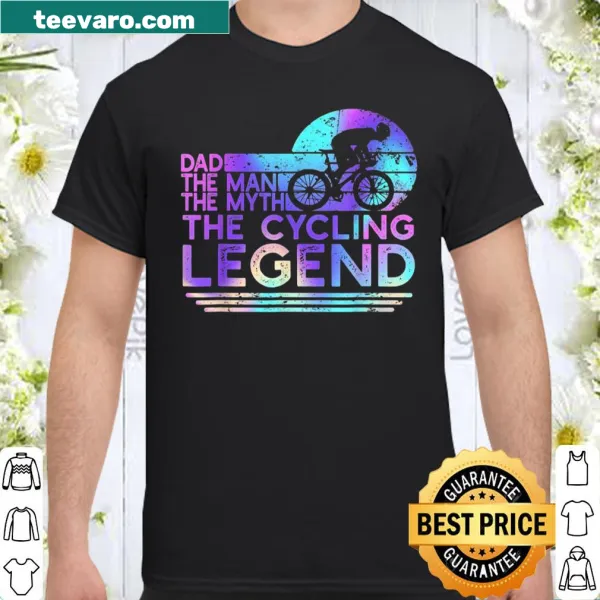 Cyclist shirt with bold typography saying The Man, The Myth, The Legend