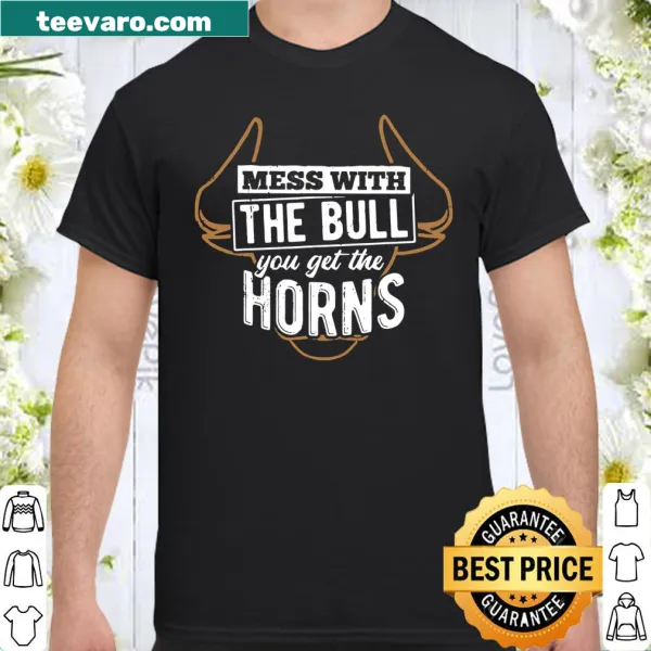 Graphic shirt featuring a bold bull illustration and a strong message