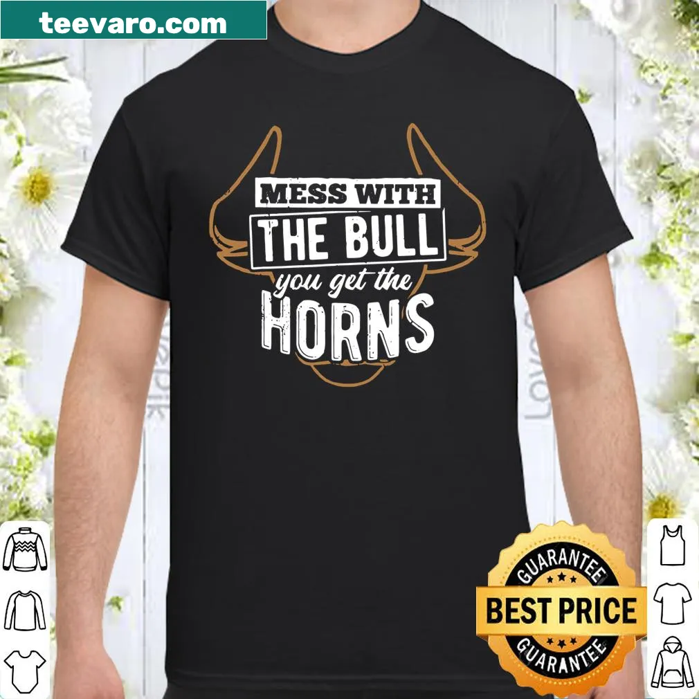 Graphic shirt featuring a bold bull illustration and a strong message