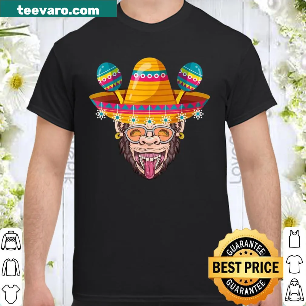 Cartoon monkey celebrating Cinco de Mayo T-shirt