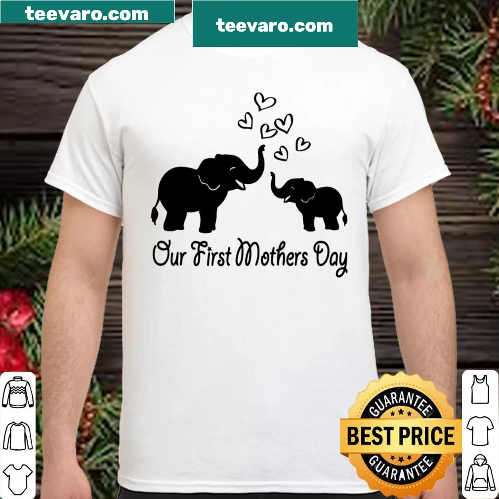 Matching mom and baby shirt for Mother's Day with elephants