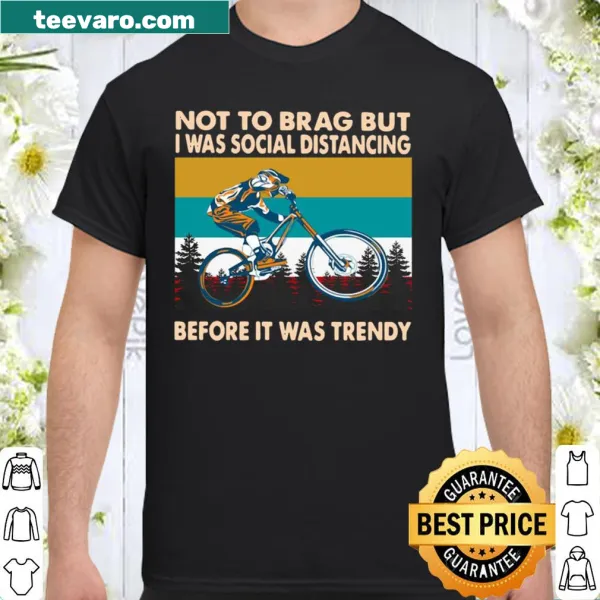 Playful mountain biking shirt with humorous social distancing text.